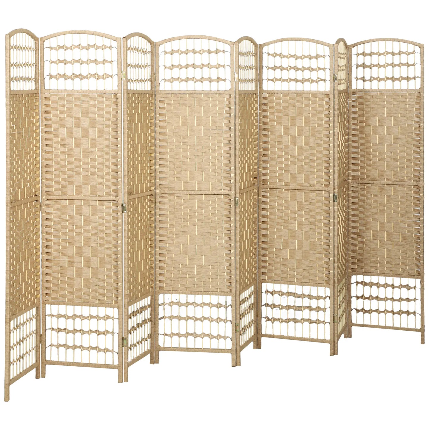 8 Panel Folding Room Divider Privacy Screen - Natural