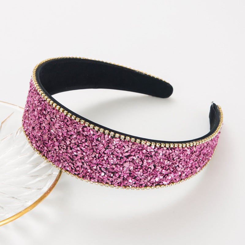 Elegant Rhinestone Wide-Brim Hair Band - Korean Style Hair Accessory