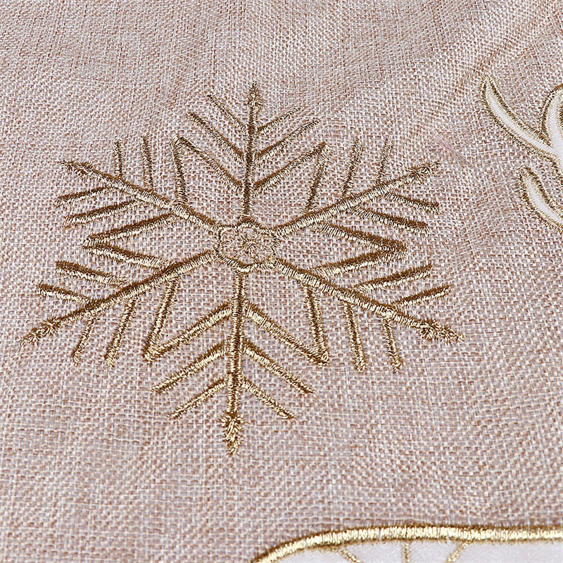 Gold and White Linen Christmas Tree Skirt - 48-Inch Holiday Decor