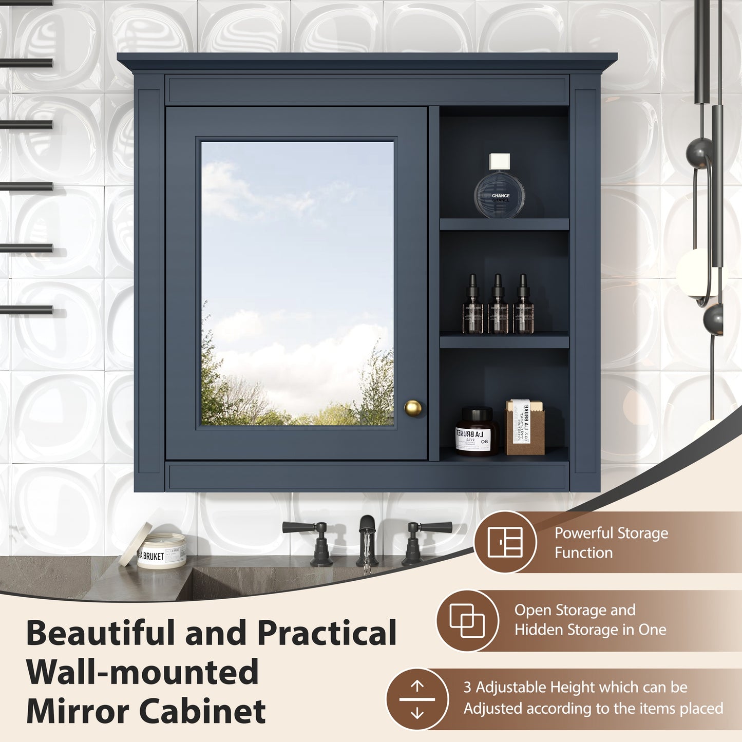 30 X 28 Medicine Cabinet, Wall Mounted Bathroom Storage Modern
