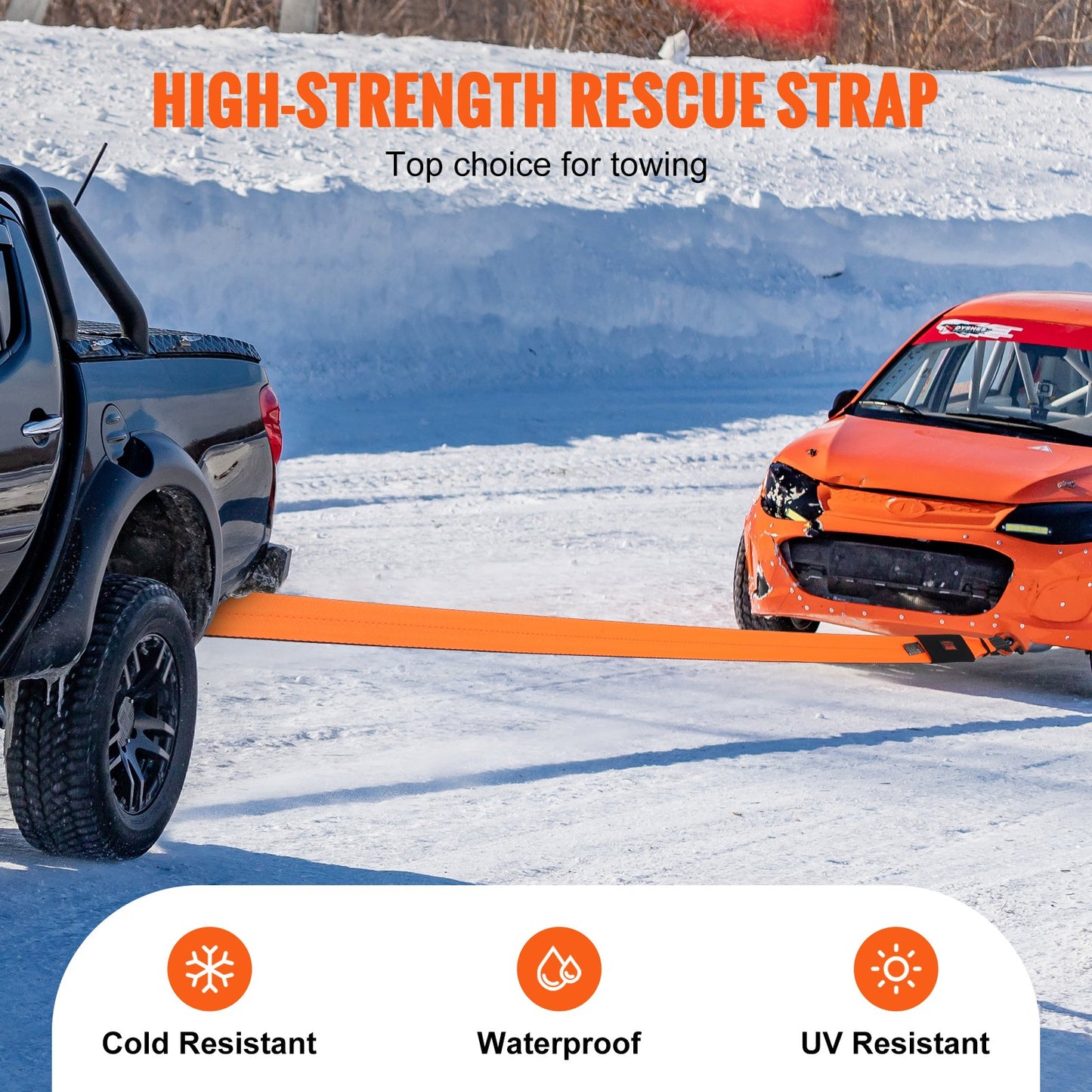 Heavy Duty Tow Strap 4" x 30' 46,500 lbs Capacity Off-Road Recovery Strap