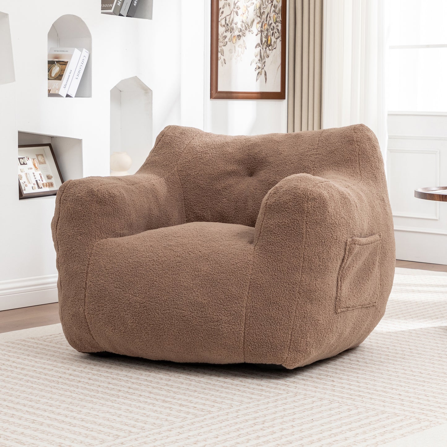 Bean Bag Chair, Sofa Chair With Armrests Stuffed High-Density Foam,