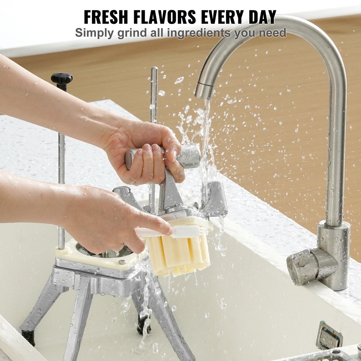Heavy Duty Commercial Vegetable & Fruit Chopper with 3/8" Blade - Stainless Steel Food Dicer, Onion & French Fry Cutter - Metallic