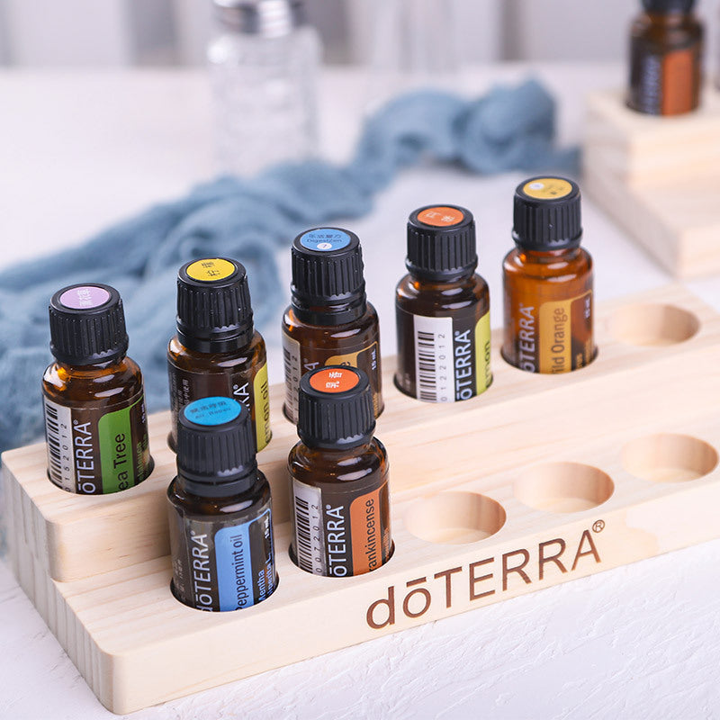 Essential Oil Display Stand Wooden Aromatherapy Bottle Organizer with 30 Slots