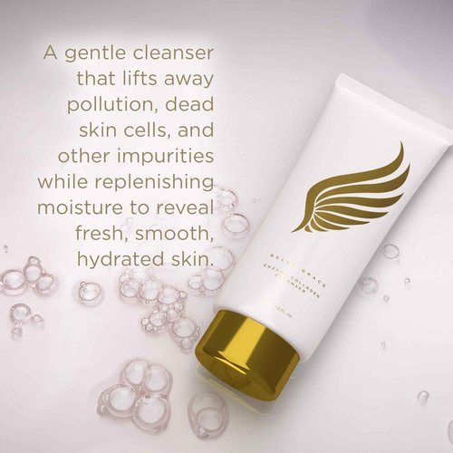 Bella Grace Enzyme Collagen Face Wash Cleanser, Gentle Daily Exfoliating & Hydrating Skin Care Face Cleanser with Squalane, Papain, Helps Even Skin Tone, Gently Removes Impurities & Dead Skin, 6 fl oz