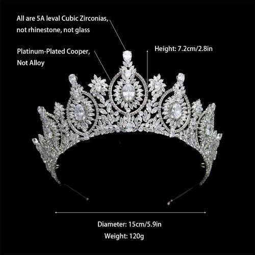 Vintage Cubic Zirconia Wedding Tiara for Bride Quince Prom Homecoming Pageant Costume Princess Queen Crown Large Crystal Birthday Headpieces Silver Bridal Hair Accessories (Gold)