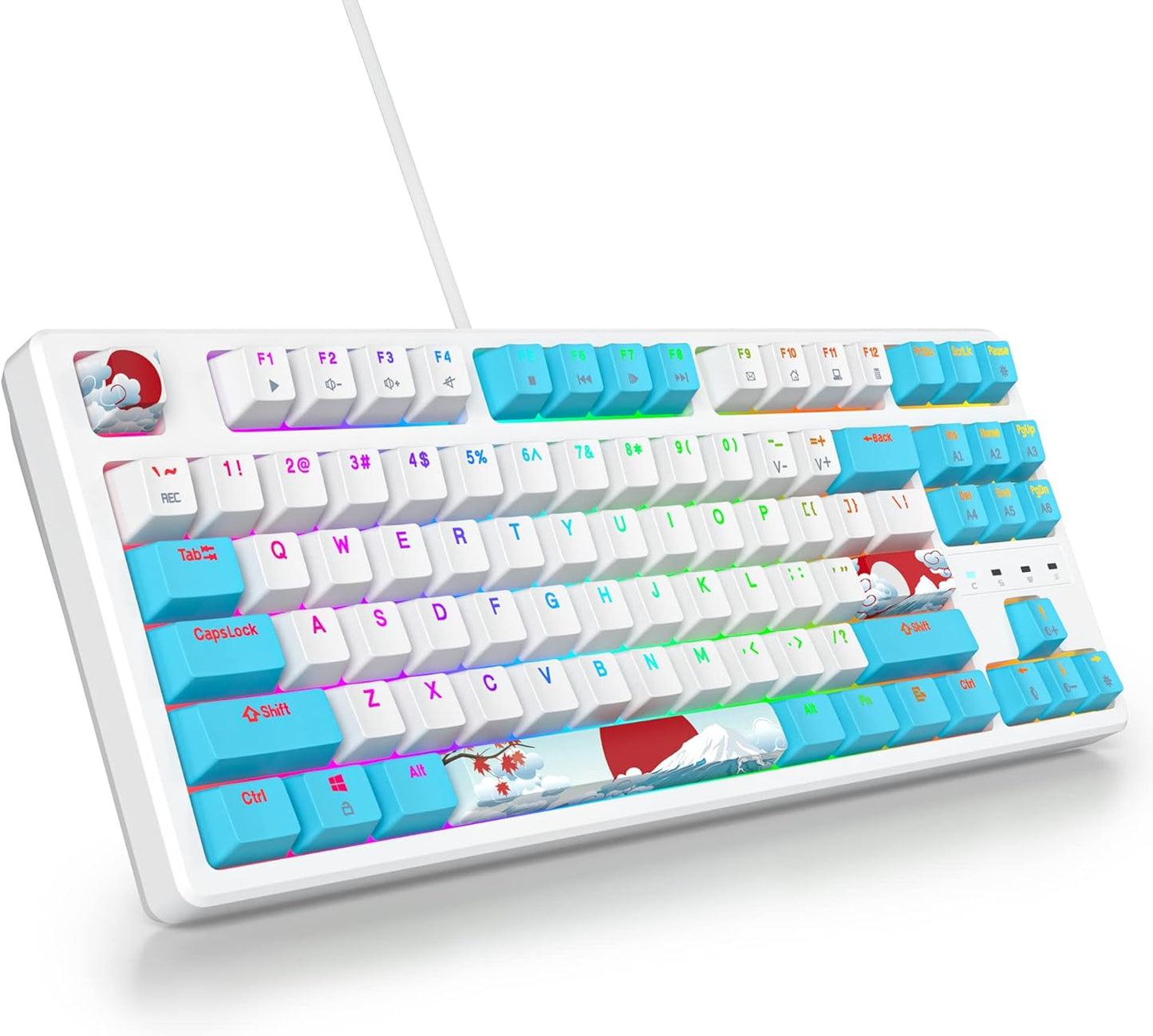 60 Percent Gaming Keyboard Mechanical with Linear Red Switch, 65% Wired Ultra-Compact Mini Keyboard Rainbow with PBT Keycaps for Ps4/Ps5/Xbox(68 Green)