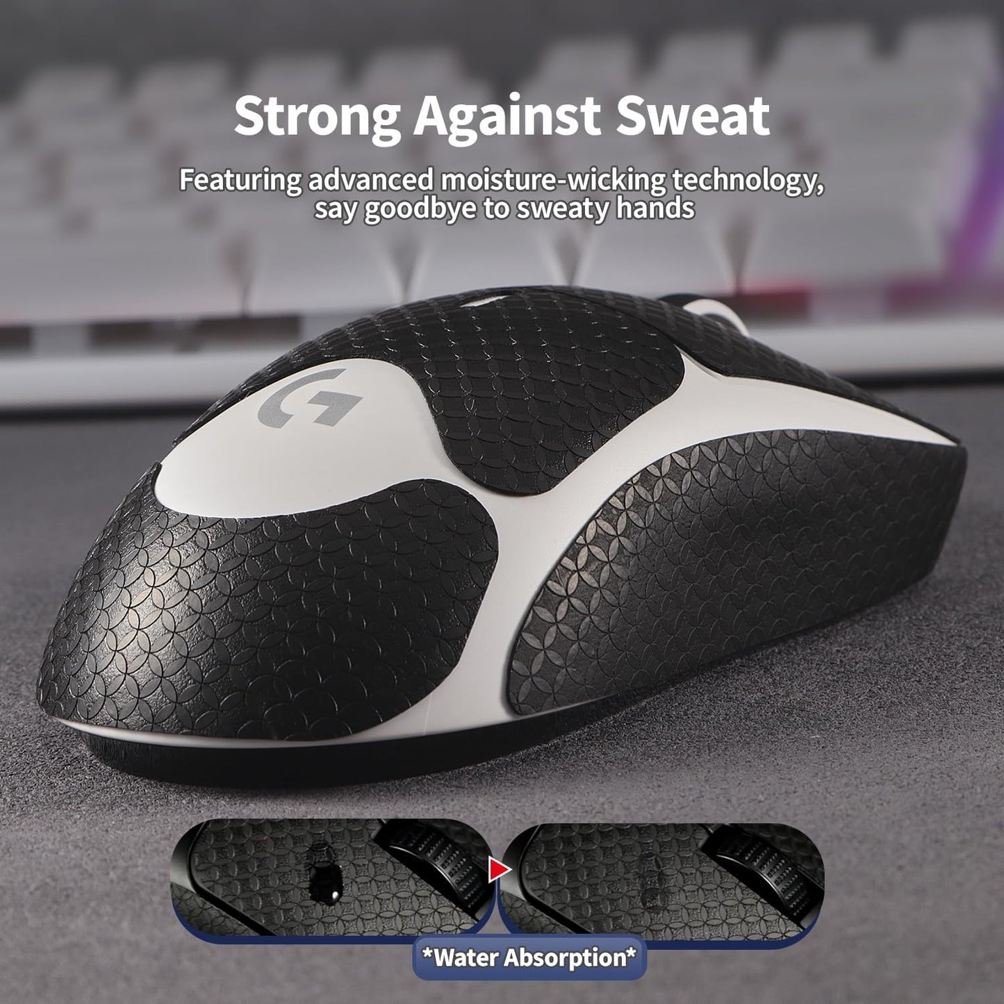 Anti-Slip Mouse Grip Tape for Logitech G Pro Wireless Mouse Skin Sweat-Resistant G Pro Mice Sticker Decal(White)
