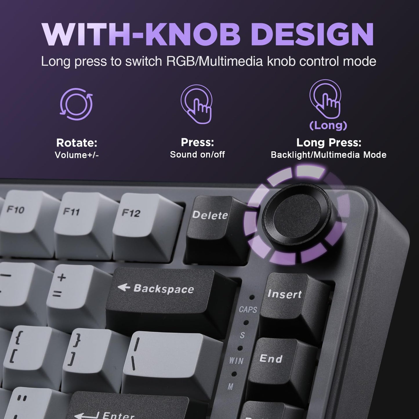 YUNZII B75 Mechanical Keyboard,75% Layout with Knob,Hot Swappable RGB Backlit Gasket Mounted, Creamy Typing, Double-Shot PBT Keycaps,Cherry Profile,for Win/Mac (Dark Grey, Cocoa Cream V2 Switch)