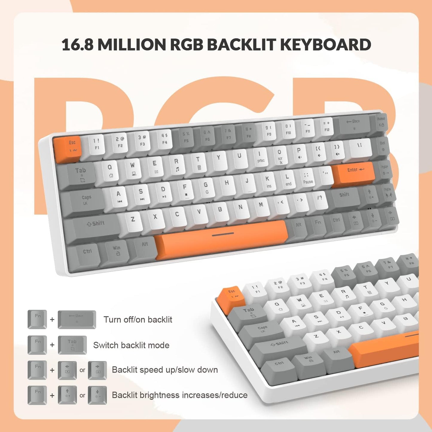 ZIYOU LANG RK-T8PR0 Wired 65% Mechanical Gaming Keyboard and Mouse Combo with RGB Backlit Anti-ghosting TKL Mini 68 Key Coiled C to A Cable Tactile Blue Switch for PS4 PS5 Xbox PC Mac Gamer(Dark Gray)