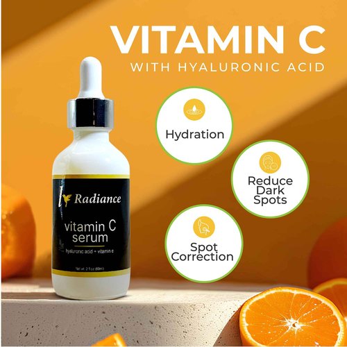 Hummingbird Radiance: Vitamin C Serum with Hyaluronic Acid and Vitamin E, Anti-Aging Face Serum for Dark Spots, 2 fl oz.