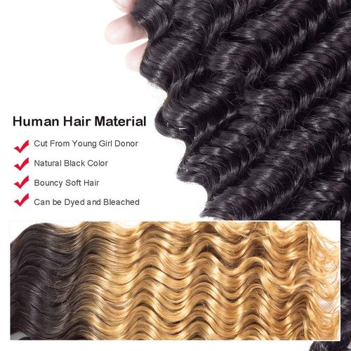 LUXEDIVA 12A Deep Wave Bundles Human Hair 16 18 20 Inchs Human Hair Bundle 100% Unprocessed Brazilian Curly Wet Wavy Texture 3 Bundles Deep Wave Natural Black