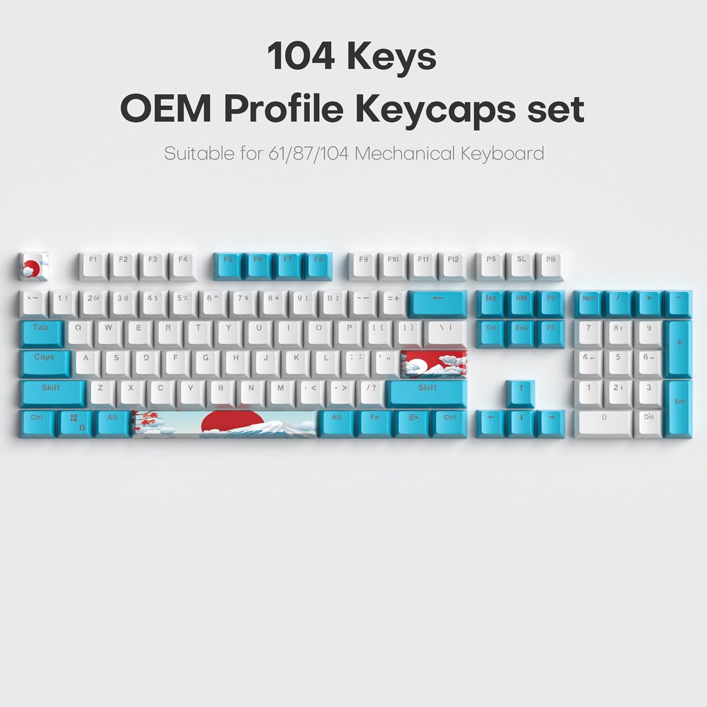 140 Keys Gradient Keycaps Side Printed Keycap Set Cherry Profile PBT Keycaps Double Shot Shine Through Custom Keycaps for Mechanical Gaming Keyboards(Minutest Dust)