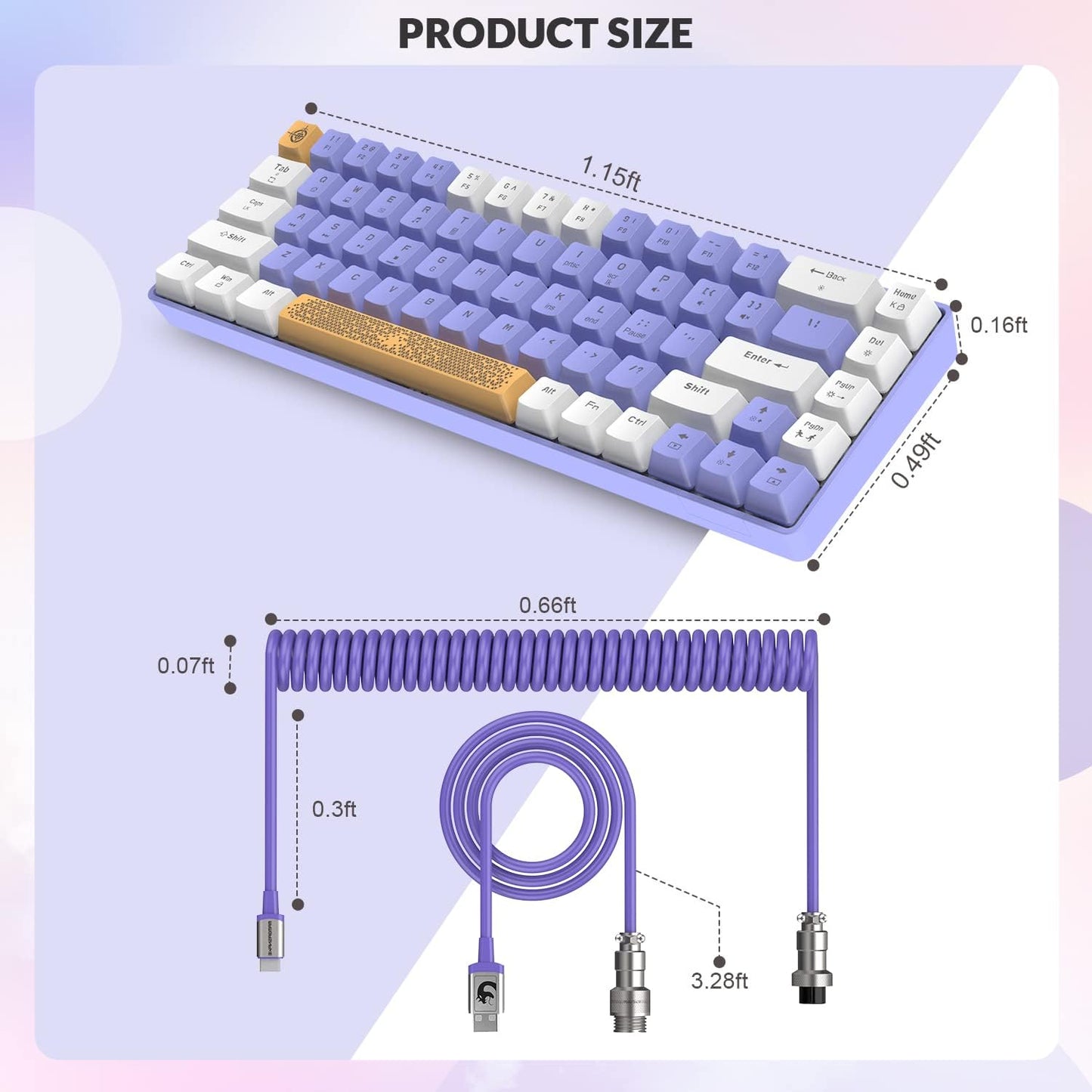 ZIYOU LANG RK-T8PR0 Wired 65% Mechanical Gaming Keyboard and Mouse Combo with RGB LED Backlit Anti-ghosting TKL Mini 68 Key Coiled C to A Cable Linear Red Switch for PS4 PS5 Xbox PC Mac Gamer(Gray)
