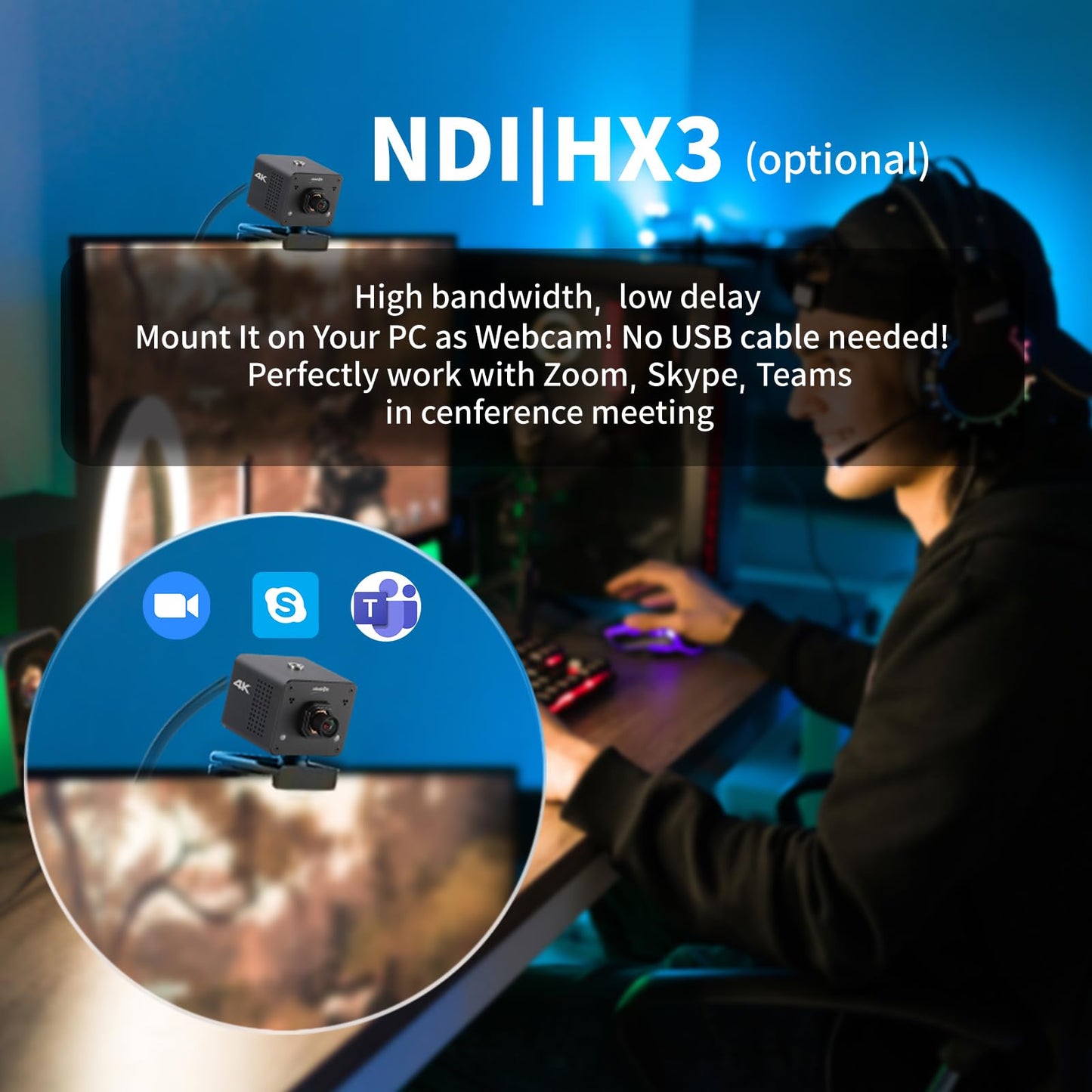 zowietek 4K Native NDI|HX3 POV Box Camera PoE, Simultaneously HDMI & SDI Output, RTSP/RTMP(s)/SRT, Standalone Live Streaming to YouTube/Facebook/Twitch for Webcast, Meeting, Teaching & Gaming (M12 AF)