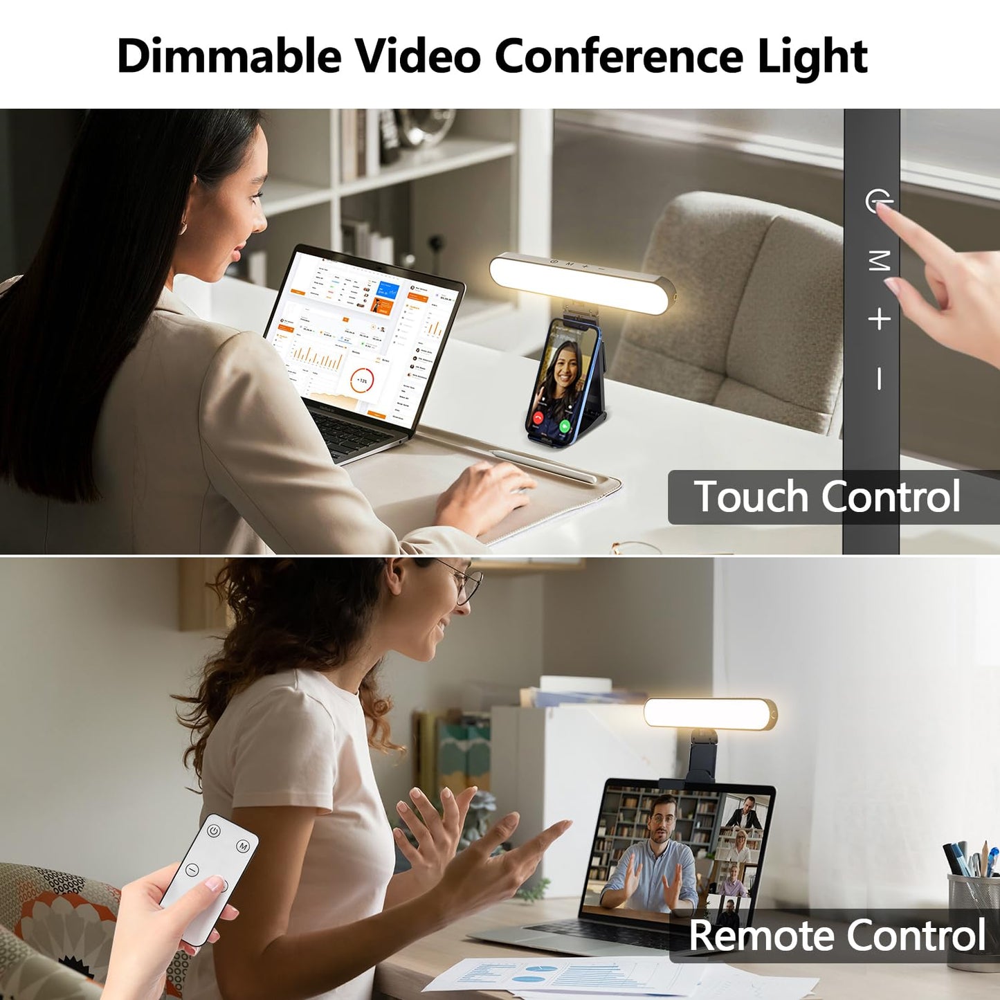 yAyusi Video Conference Light, LED Streaming Lighting for Laptop Computer Monitor, Desk Selfie Ring Light with Remote and Touch Control, PC Podcast Camera Webcam Light for Video Calls/Zoom Meetings