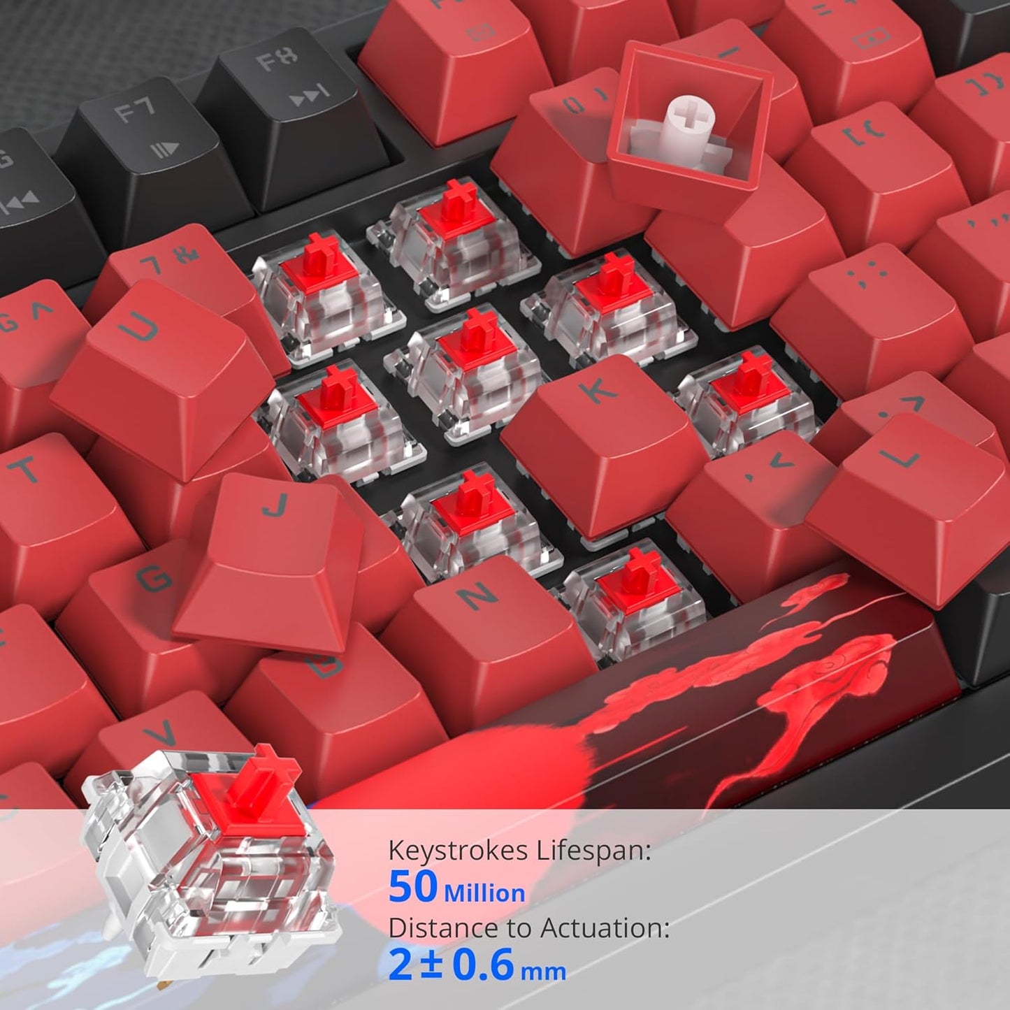 75% Mechanical Gaming Keyboard, Hot Swappable RGB Backlit Custom With Knob, Gasket Mount USB Wired, 82 Keys Blue White Linear Red Switch (82 Blue White)