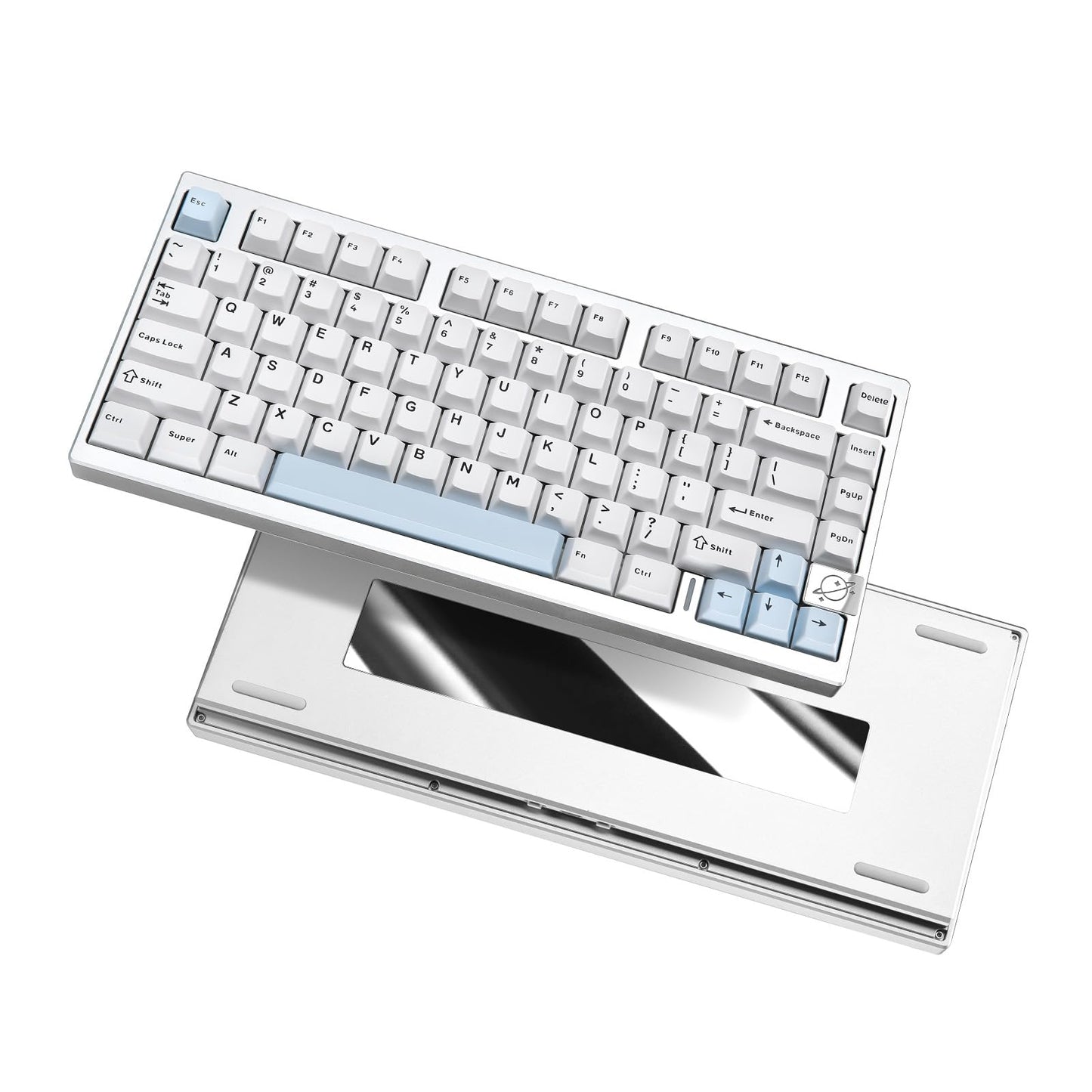 YUNZII AL75 PRO 75% Wireless Mechanical Gaming Keyboard,Full Aluminum CNC,BT/2.4G/Wired,PBT Keycaps,Gasket Mounted Hot Swap,Custom RGB Backlight, Programmable for Mac/Win (Silver, Blue Grey)