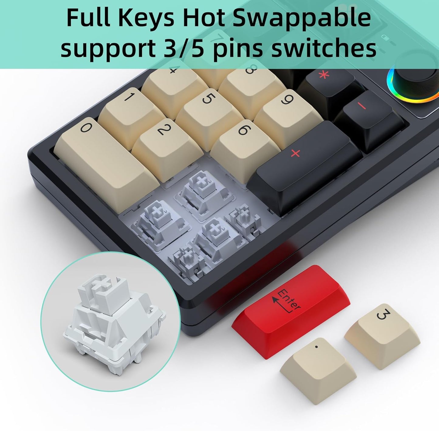 75% Wireless Gaming Keyboard RGB Triple Mode Hot Swappable Mechanical Keyboards PBT Keys Gasket Creamy Custom Keybad Quiet White Switch for Win/MAC