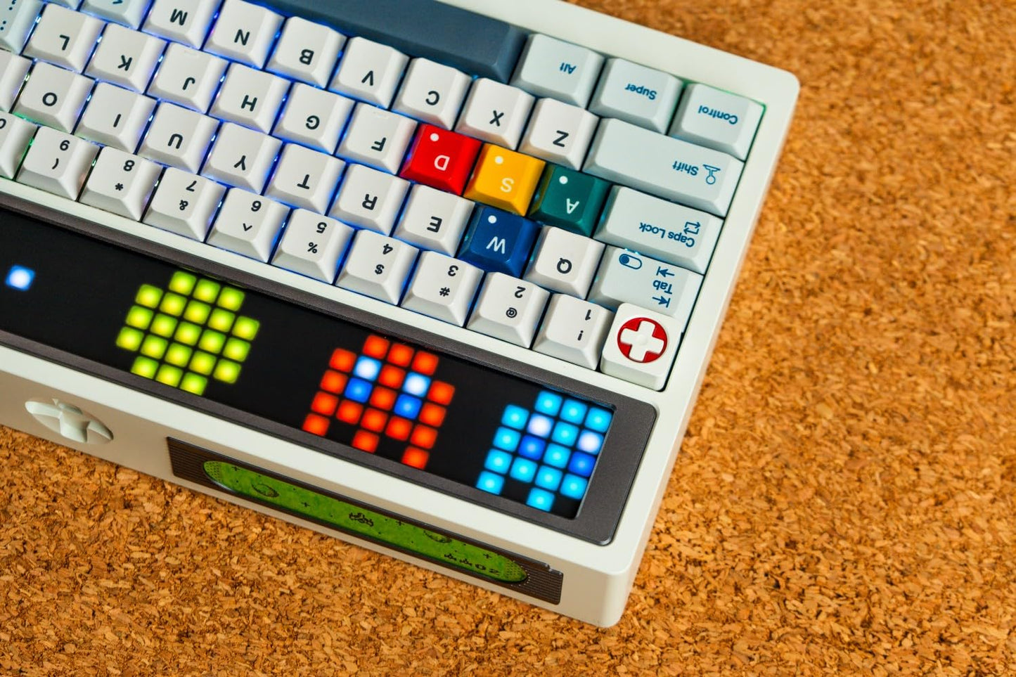 Angry Miao AM RGB 65 Wireless Creamy Mechanical Gaming Keyboard. 68-Key Tri-Mode 2.4G Bluetooth Wireless. Custom LED Screen. Hot-Swap Switch. High-End RGB Gaming Accessories for PC & Mac - Cloud White