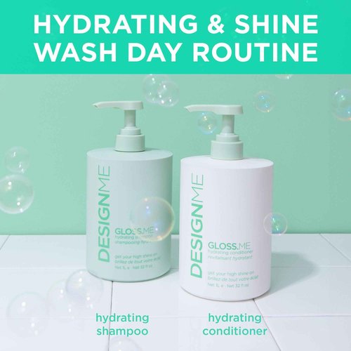GLOSS.ME Hydrating Shampoo by DESIGNME | Hemp & Argan Oil Shampoo Adds Softness & Shine | Straight, Wavy, or Curly Hair | Color-Safe Moisturizing for Dry Hair (32 Fl Oz (Pack of 1))