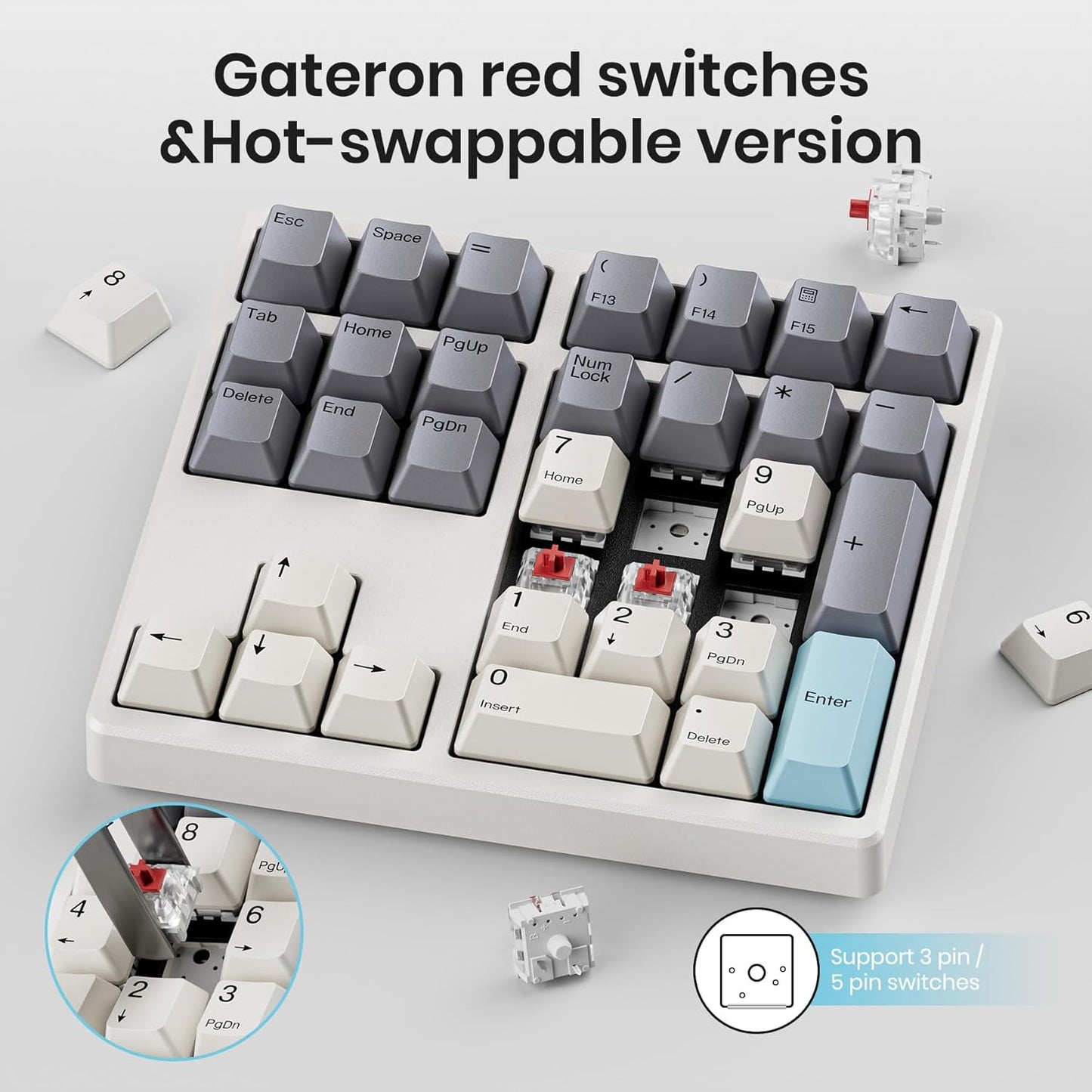 34 Keys Wired &Wireless Mechanical Number Pad