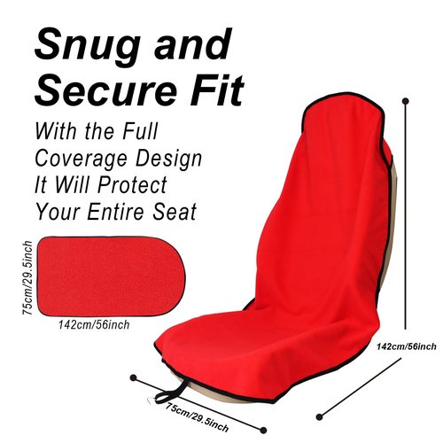LoyaGour Car Seat Cover Protector Front Seats,for Gym Workout,Running,Swimming,Beach and Hiking,Waterproof Sweat Towel Bucket Seat Covers for Cars SUV Trucks (Red, 1Pcs)
