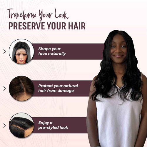 Agape 13x5 Body Wave HD Lace Front Wig 100% Human Hair for Women, 180% Density, Pre-Plucked with Baby Hair, Glueless Transparent Swiss Lace, No Synthetic Fibers (#1B - Off Black, 24")