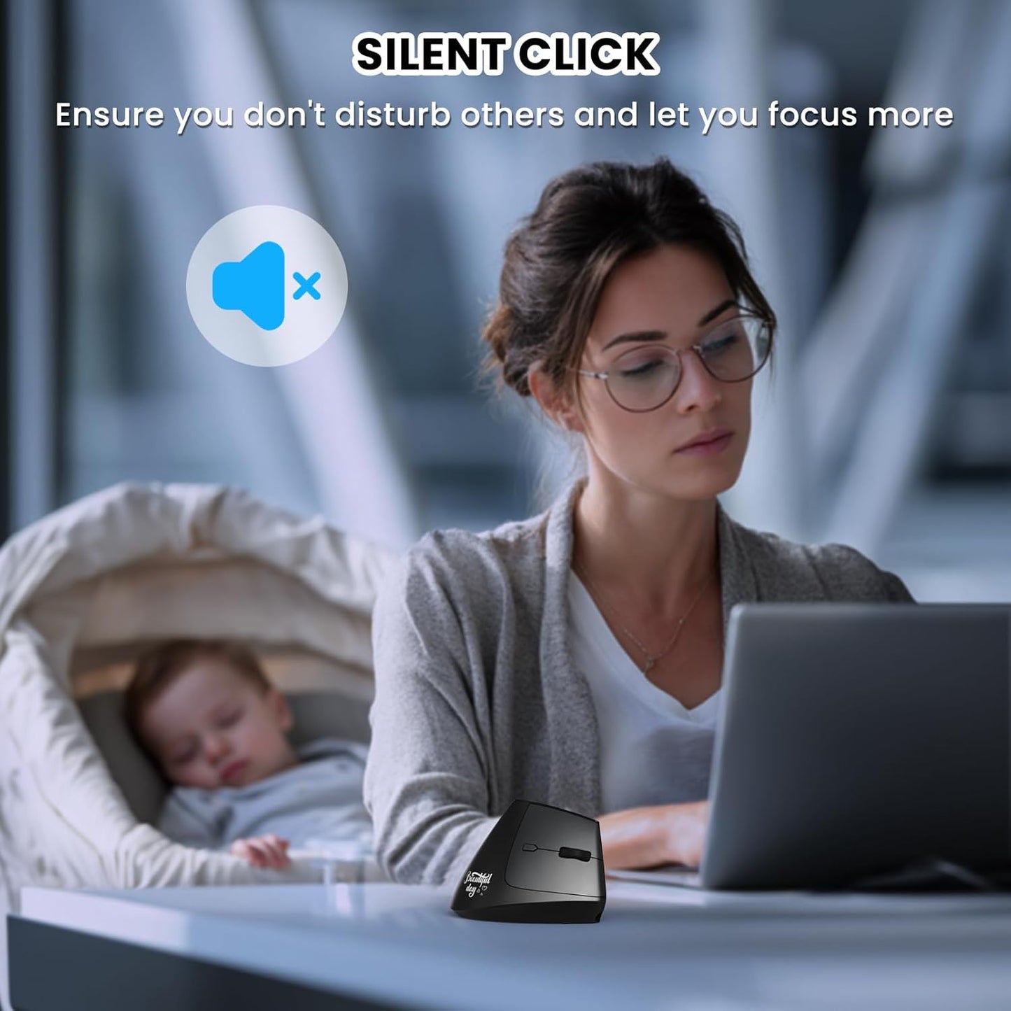 A.JAZZ I300 Bluetooth and 2.4G Rechargeable Wireless Mouse,Ergonomic Vertical Design Optical Mouse Computer Mice,800/1200/1600 DPI,Quiet Clicks,84G Lightweight for Laptop, Desktop, PC, MacBook(White)