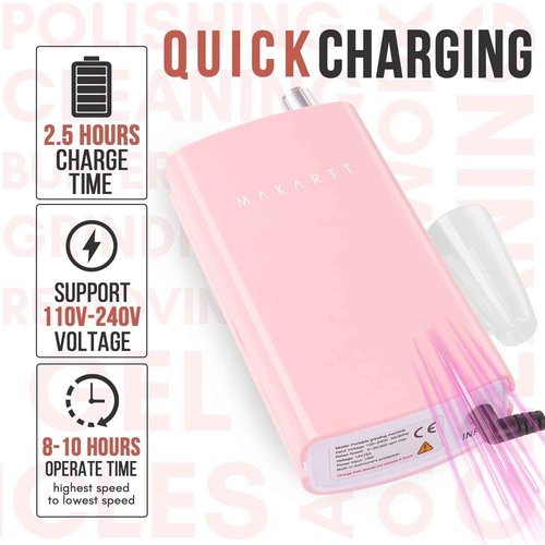 Makartt Nail Drill Bits Holder Dustproof Stand Displayer Bundle With MALORY 30000RPM Rechargeable Nail Drill Machine