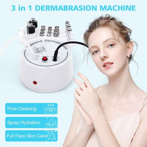 3 in 1 Diamond Micro DermaBrasion Machine, Mcwdoit Professional Dermabrasion Facial Skin Care Device with Wand, Spray Bottle and Vacuum Glass Tube for Personal Home Beauty Salon Use