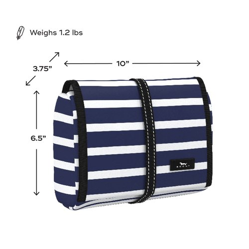 SCOUT Beauty Burrito Hanging Toiletry Bag - Cosmetic Organizer with 3 Compartments, Rolls Up to Pack, Hook for Hanging