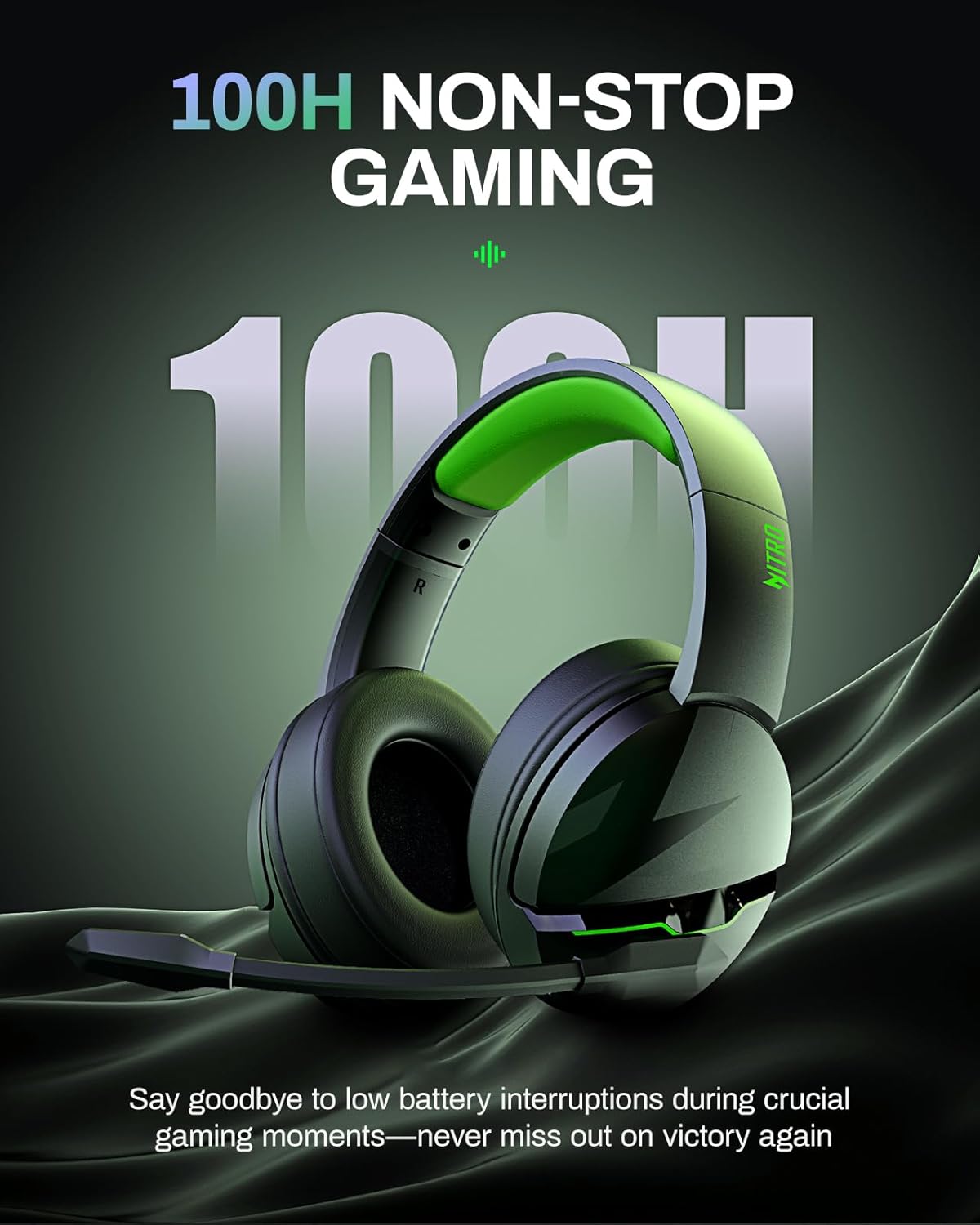 acer 2.4GHz Flex Wireless Gaming Headset | Red+Green | Non-Stop 100H Battery | Dynamic 50mm Drivers | Clear Voice Mic | Bluetooth5.3, 3.5mm | Gaming Headphones for PC, Meeting, Music, PS4 Headset