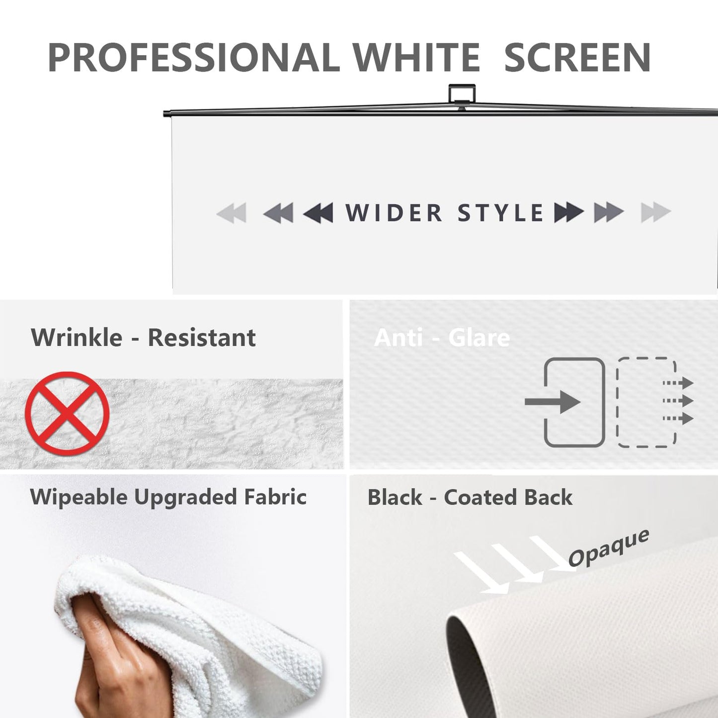 【Wider Style】 RAUBAY 78.7 x 82.7in Large Collapsible White Backdrop Screen Portable Retractable Panel Photo Background with Stand for Video Conference, Photographic Studio, Streaming