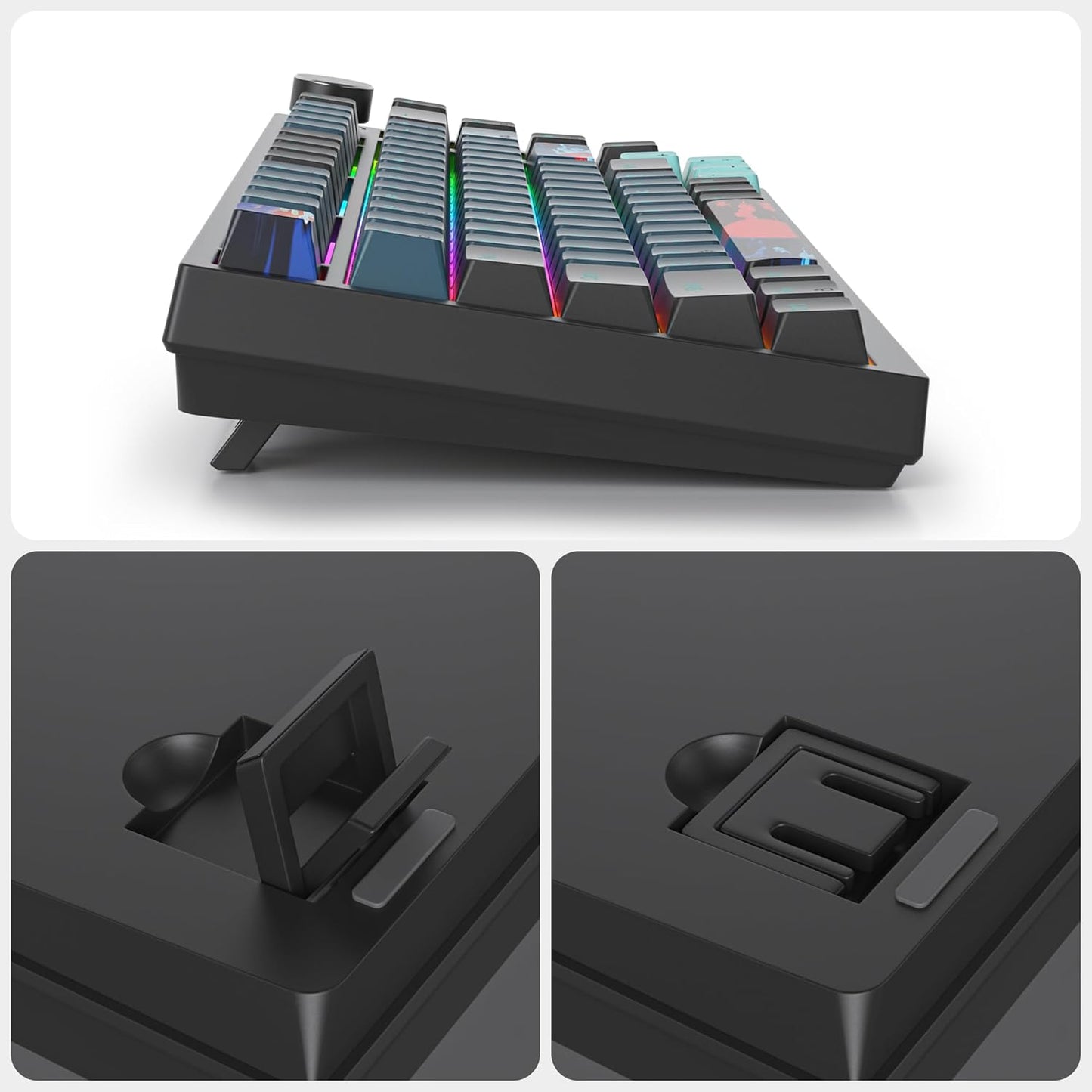 75 Percent Keyboard Gasket-Mounted with Sound Absorbing Pads, 82-Key Compact Wired RGB Mechanical Gaming Keyboard Hot-Swap Socket for Win, Dolch