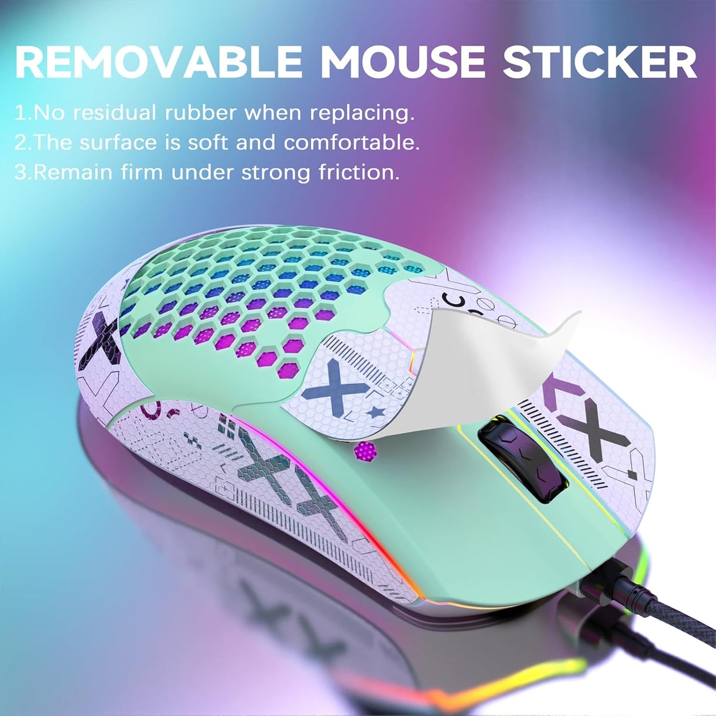 ZIYOU LANG M5 RGB Lightweight Wired Gaming Mouse with 12000 DPI 6 Programmed Buttons,65G Honeycomb Shell,Ultralight Ultraweave Cable,Pixart 3325 Optical Sensor Gamer Mice(Green)