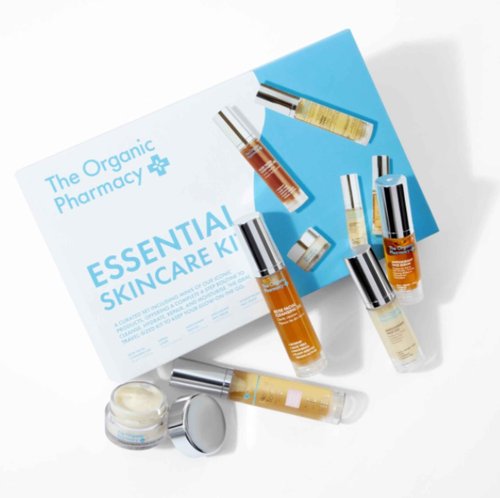 The Organic Pharmacy Essential Skin Care Kit - Antioxidant Face Serum 5ml, Antioxidant Face Gel 5ml, Herbal Toner 10 ml, Rose Facial Cleansing Gel 10ml, Vitamin Protection Face Cream 10ml