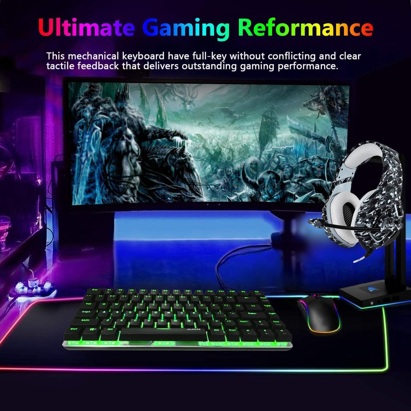 ZIYOU LANG Gaming Keyboard and Mouse and Mouse Pad,Wired Rainbow Backlit Mechanical Keyboard,Superlight RGB Gaming Mouse,12000DPI Optical Sensor,6 Programmable Buttons Mice for PC Gamers(Black)