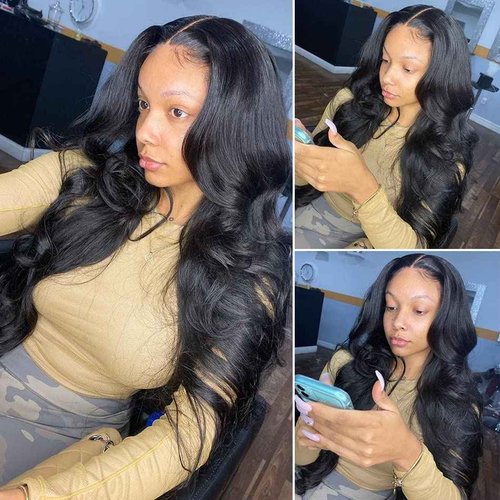 Closure Wigs Human Hair Body Wave 5x5 HD Lace Closure Wigs Human Hair Pre Plucked with Baby Hair 180% Density Brazilian Virgin Human Hair Wigs for Black Women Natural Color (Body Wave Wig, 24 Inch)