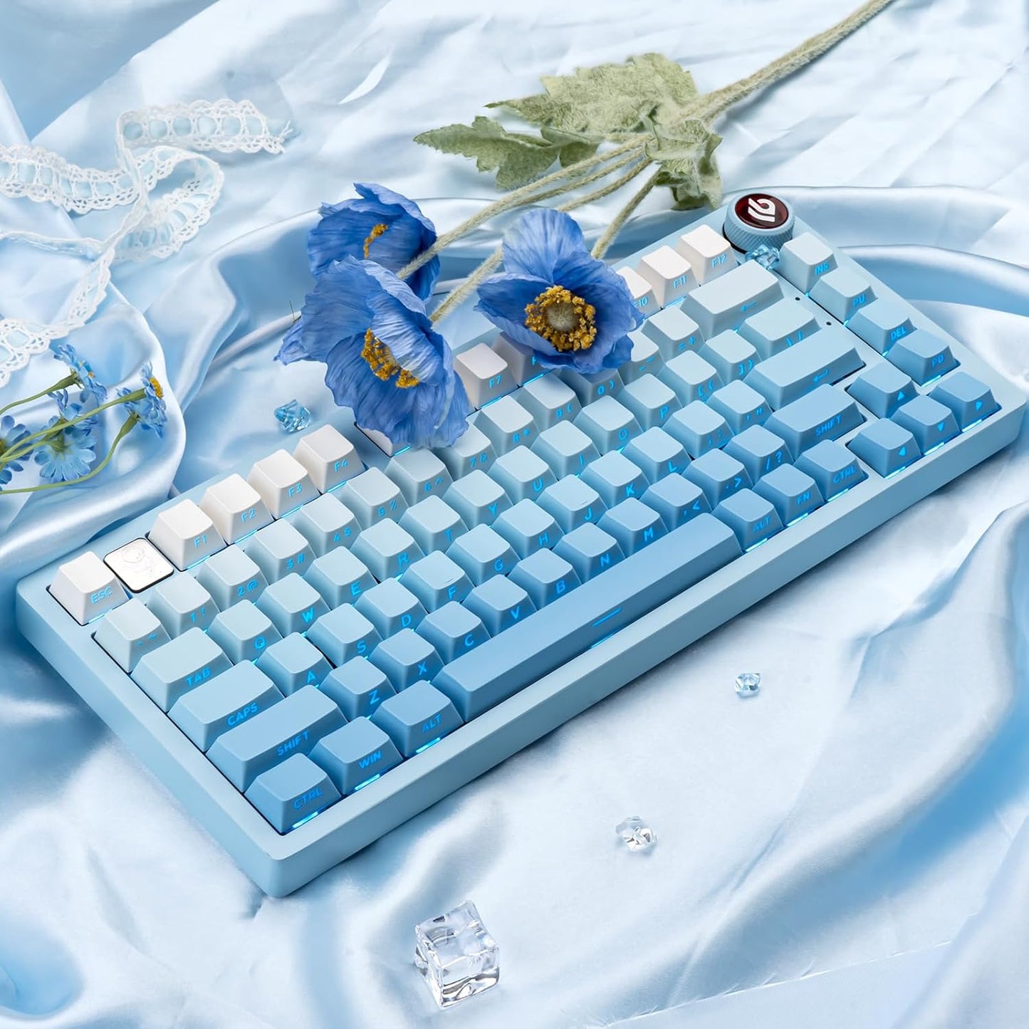 136 Keys Gradient Purple Cherry Profile Keycaps, PBT Double Shot Key caps, Side Print Shine Through Keycap, Backlit Custom Keycaps 60 Percent for ANSI/ISO Layout Cherry Mx Mechanical Keyboard