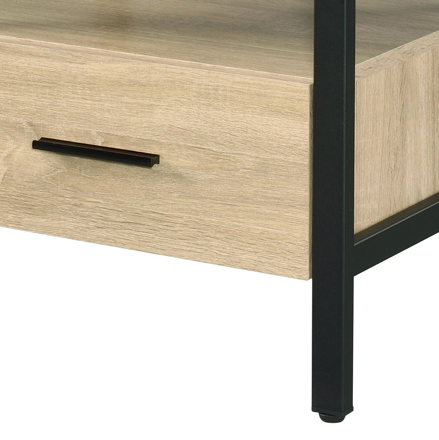 Yawan Oak & Black Finish Accent Table - Stylish & Modern Design