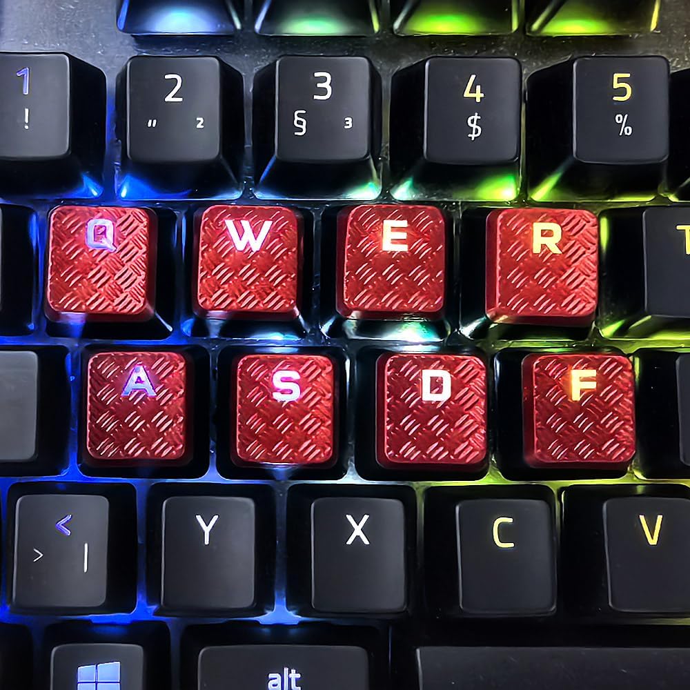10Keys Corsair FPS Red Backlit Keycaps Replacement for Cherry Key Switches Gaming Keyboards(QWERDF+WASD)
