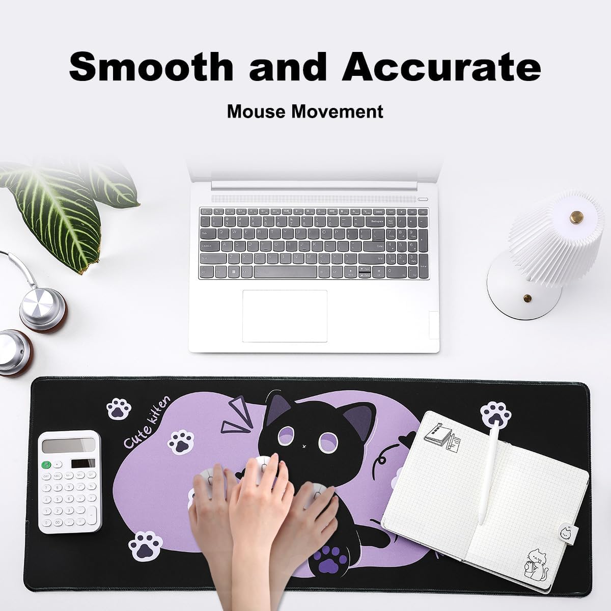 YUNZII Keynovo Gaming Mouse Pad, Large Mouse Pad, Non-Slip 4mm Laptop Gaming Desk Pad,Waterproof Desk Pad for Gaming, Office and Home (Sweet cat, 31.49'' x 11.8'')