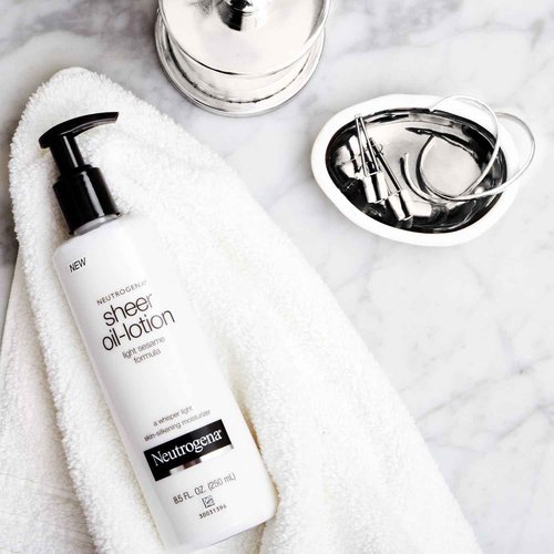 $$Neutro gena Moisturizing Sheer Body Oil-Lotion, Lightweight & Fast-Absorbing Sesame Oil Formula, 8.5 fl. oz