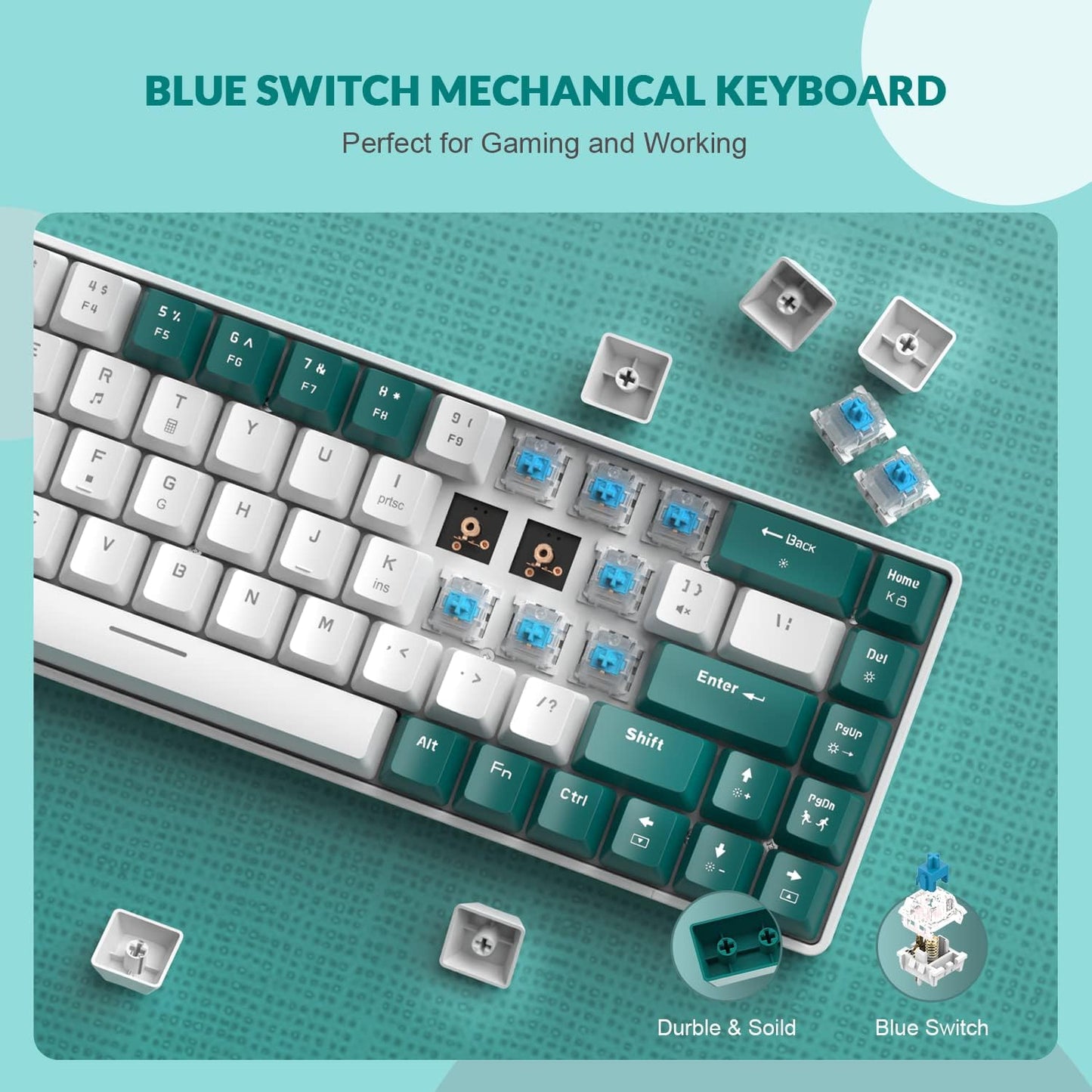 ZIYOU LANG RK-T8 Wired 65% Mechanical Gaming Keyboard with RGB LED Backlit Anti-ghosting TKL Mini 68 Key Custom Coiled C to A Cable Linear Red Switch for PS4 PS5 Xbox PC Mac Gamer(Gray/White/Orange)