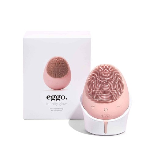 Eggo® Sonic Facial Device - Electric Cleanser & Exfoliator, Vibrating Massager, Silicone Brush for All Skins, Deep Clean, Anti-Aging, Waterproof, Rechargeable Tool (Pink)
