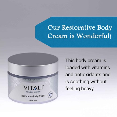 Vitali Restorative Body Cream with Copper Peptides: Advanced formula helps to diminish the appearance of fine lines and greatly improve overall texture. - 6 fl. oz.