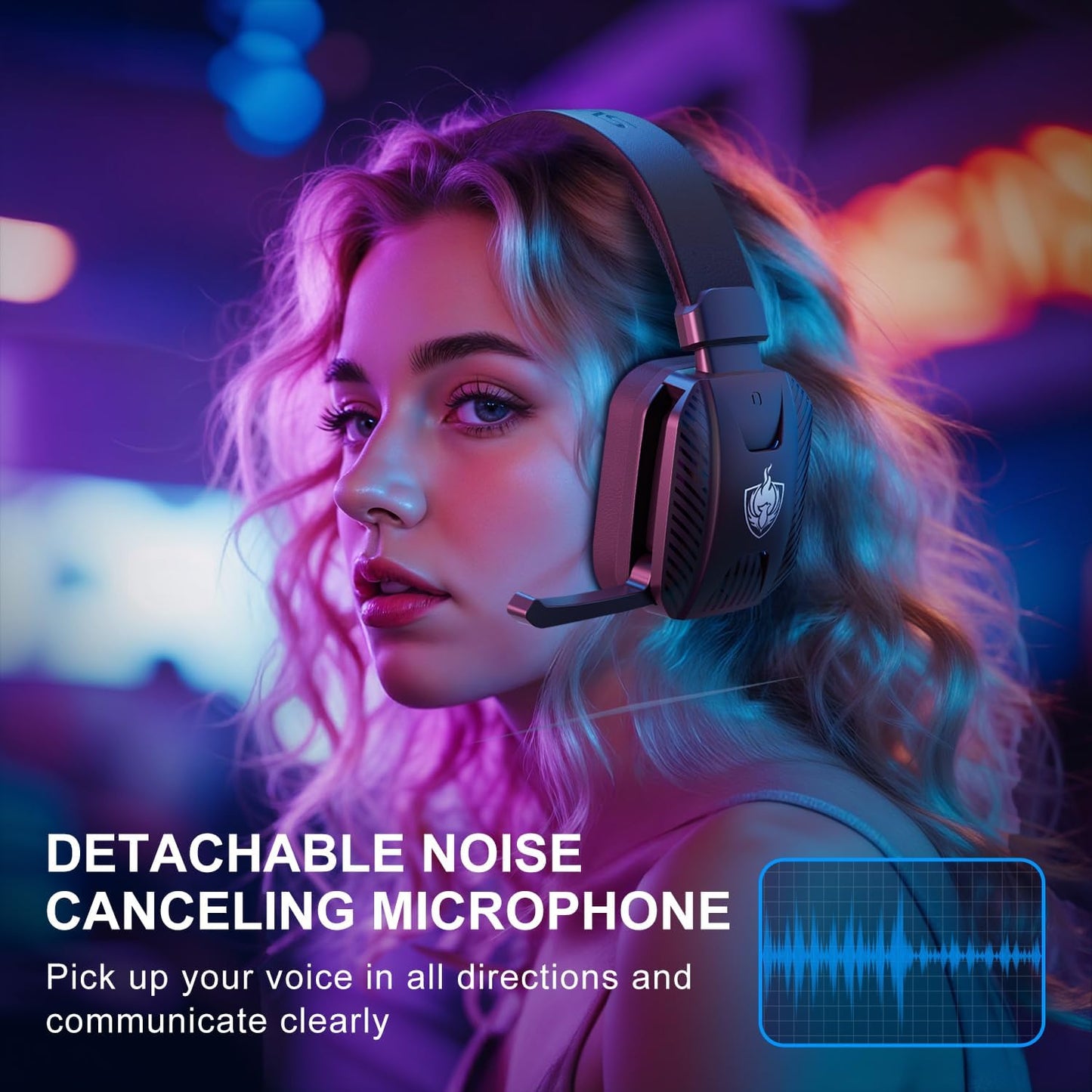 2.4GHz Wireless Gaming Headset for PS5, PS4, PC, Bluetooth 5.3 Gaming Headphones with Noise Canceling Mic, 7.1 Stereo Sound, 30+Hr Battery Gamer Headsets for Switch, Laptop, Mobile, Mac -Black