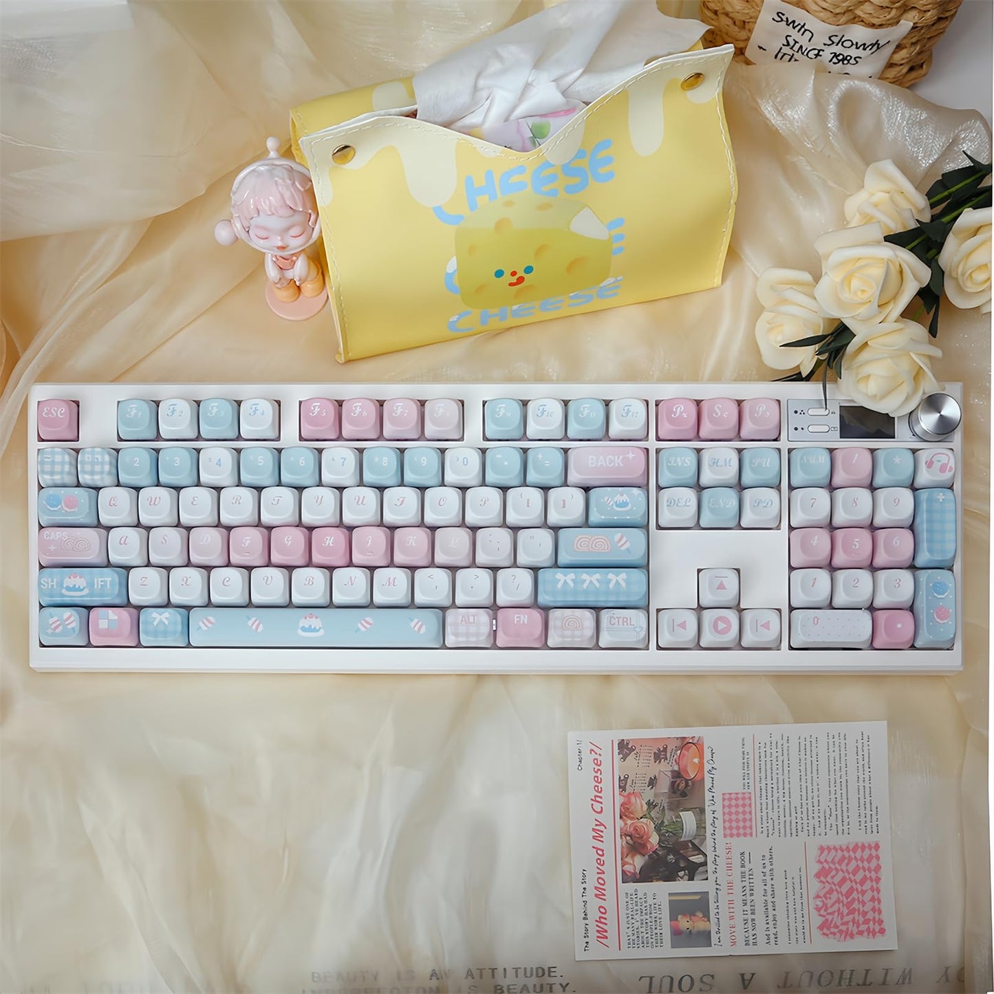 ZMX GMK104 Mechanical Keyboard Kit with Screen&Knob,VIA Programmable Hot Swap Gasket Mounted PCB Custom RGB Barebones Keyboard Wireless BT5.0/2.4GHz/USB-C Wired Full Size Gaming DIY Kit (White)