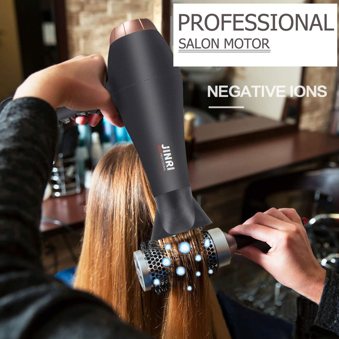 Hair Dryer 1875W, Negative Ionic Fast Dry Low Noise Blow Dryer, Professional Salon Hair Dryers with Diffuser, Concentrator, Styling Pik, 2 Speed and 3 Heat Settings